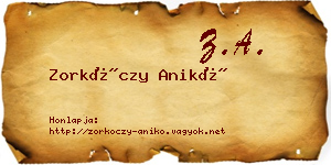 Zorkóczy Anikó névjegykártya